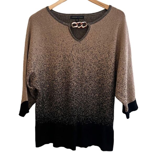 Rose Gold ADRIENNE VITTADINI Elbow Sleeve Dolman Sweater w/Chainlink Keyhole XL - Picture 4 of 12